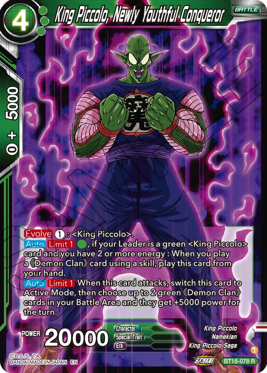 King Piccolo, Newly Youthful Conqueror (Bt18-078) [Dawn Of The Z-Legends] 1