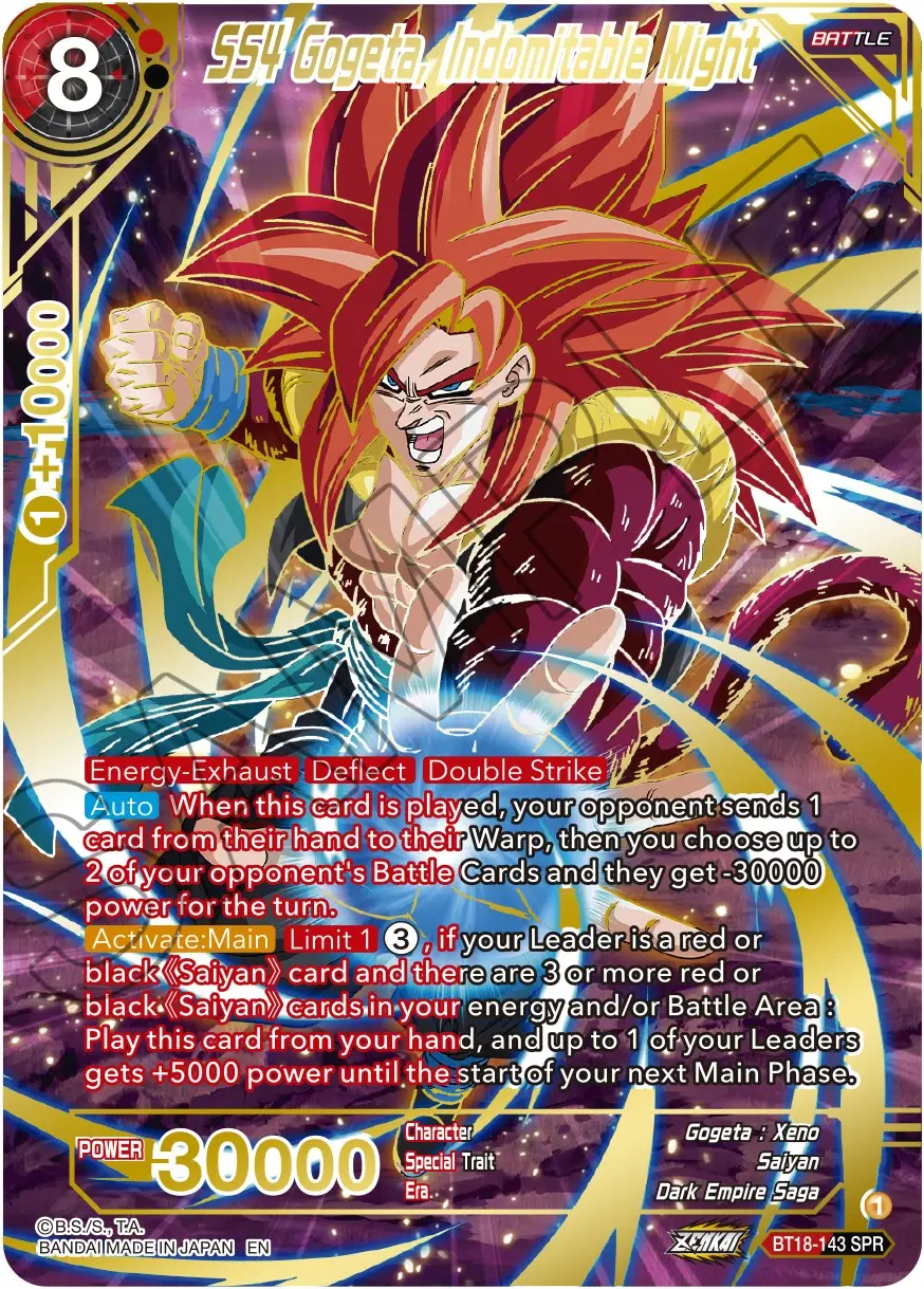 Ss4 Gogeta, Indomitable Might (Spr) (Bt18-143) [Dawn Of The Z-Legends] 1