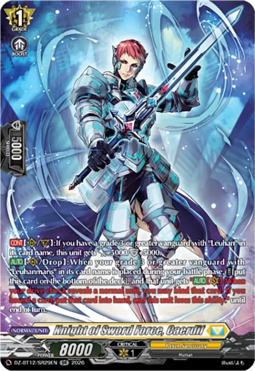 Knight Of Sword Force, Caerdif (Dz-Bt12/Sr29en) [Chasm Of Lost Souls] 1