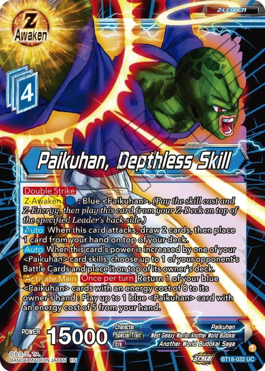 Paikuhan, Depthless Skill (Bt18-032) [Dawn Of The Z-Legends] 1