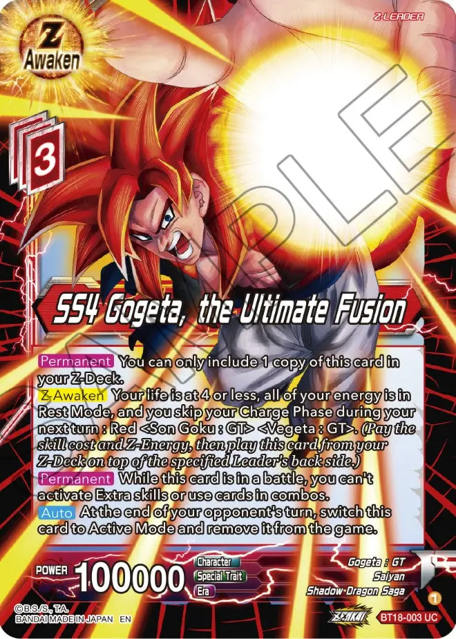Ss4 Gogeta, The Ultimate Fusion (Bt18-003) [Dawn Of The Z-Legends] 1
