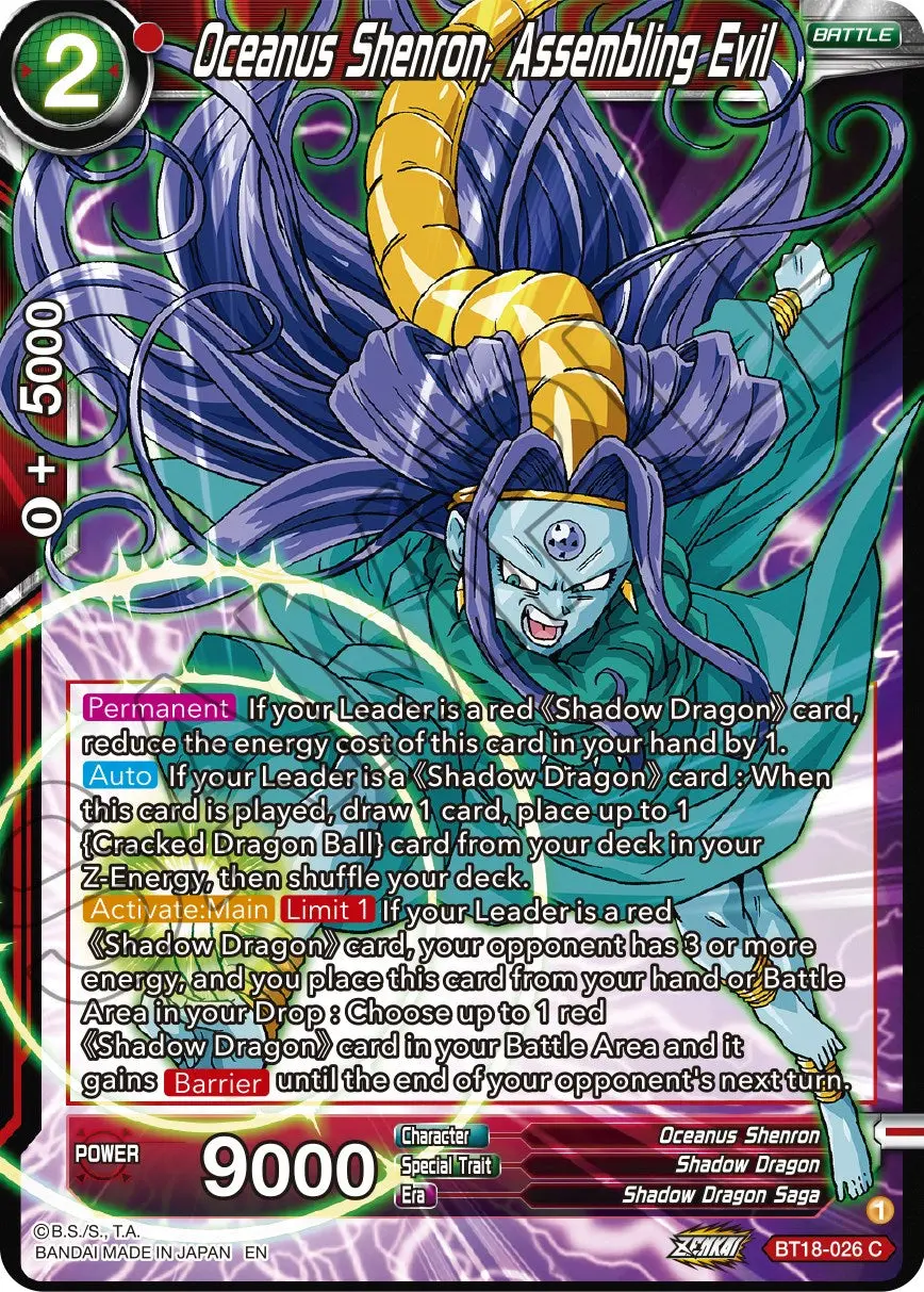 Oceanus Shenron, Assembling Evil (Bt18-026) [Dawn Of The Z-Legends] 1