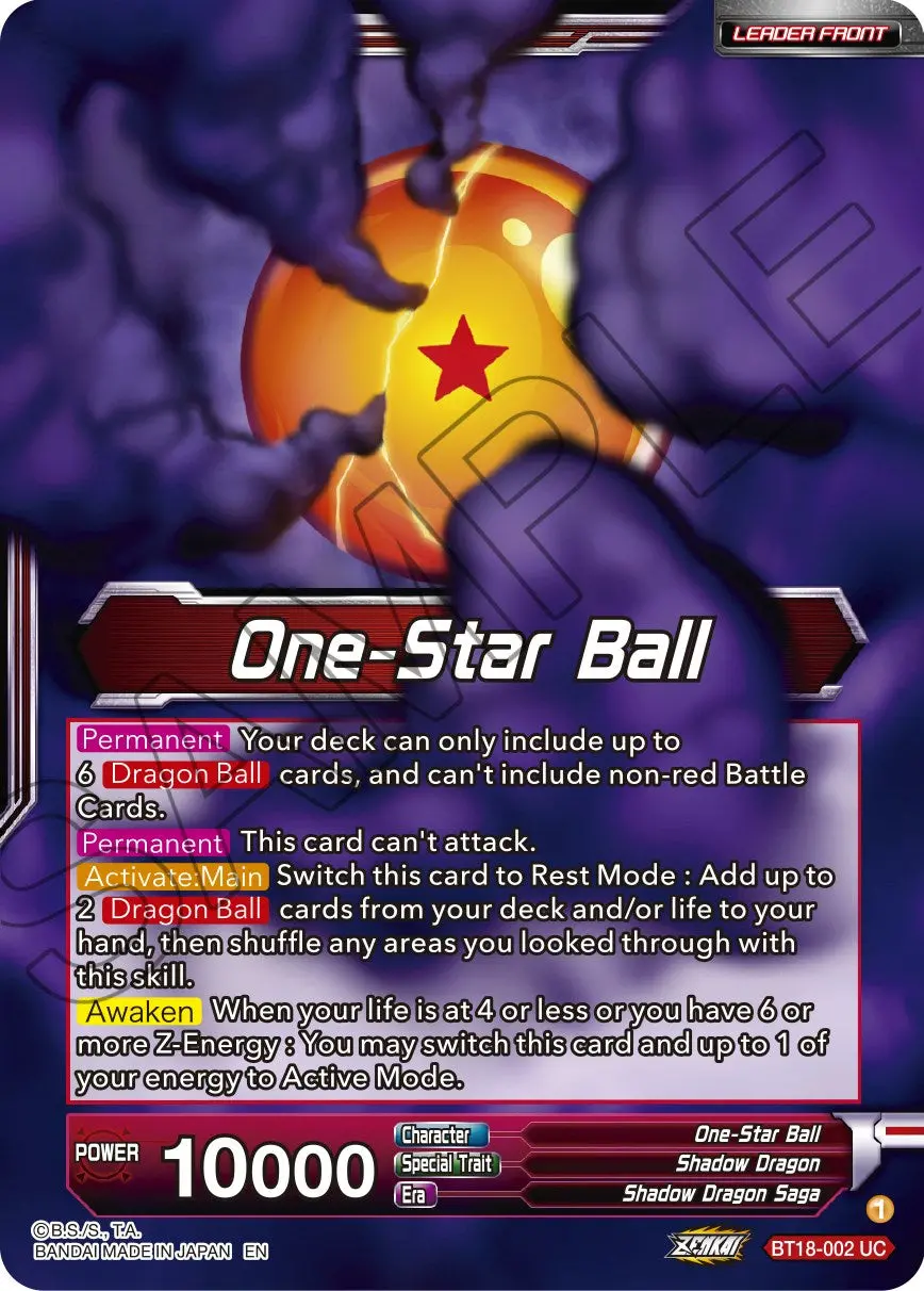 One-Star Ball // Syn Shenron, Despair Made Manifest (Bt18-002) [Dawn Of The Z-Legends] 1