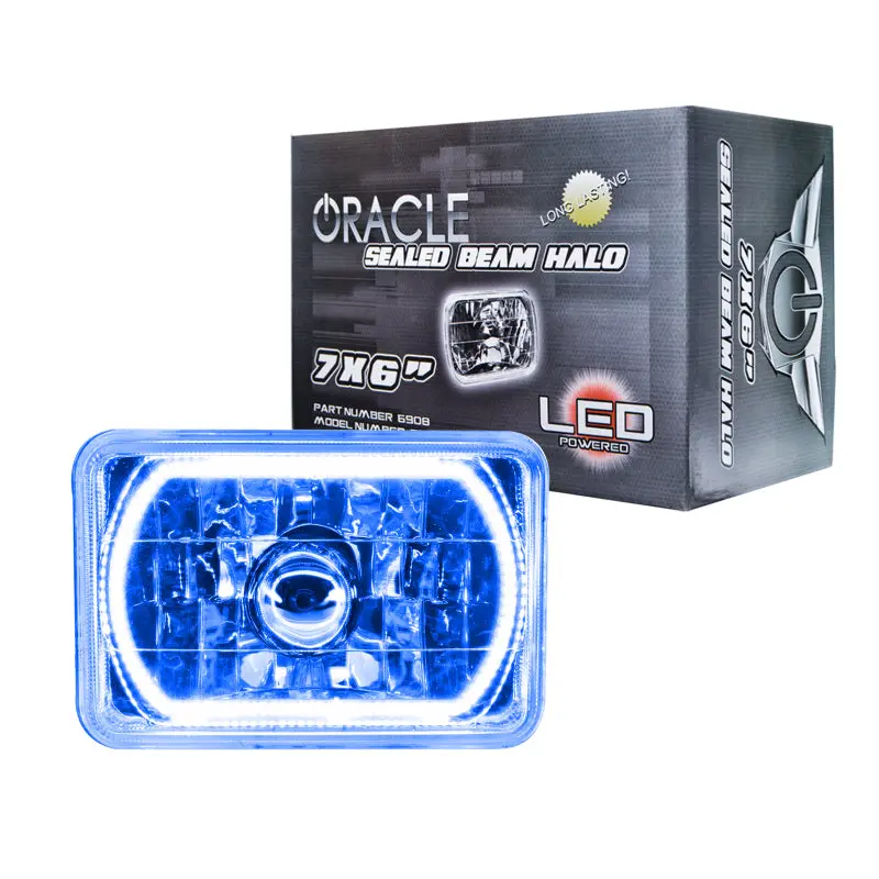 Oracle Pre-Wired 7X6-Inch Sealed Beam Headlight – Blue Halo Accent 1