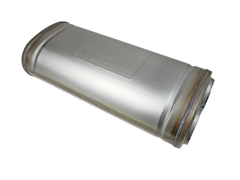 Afe Mach Force Xp Dual-Inlet/Dual-Outlet Muffler – 3-Inch Diameter, Oval Body (5"H X 8"W X 18"L), 409 Stainless Steel 1