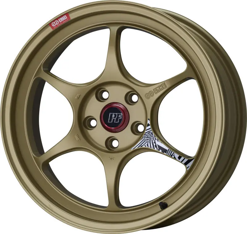 Enkei Pf06 18X9In 5X114.3 Bp 42Mm Offset 75Mm Bore Gold Wheel 1